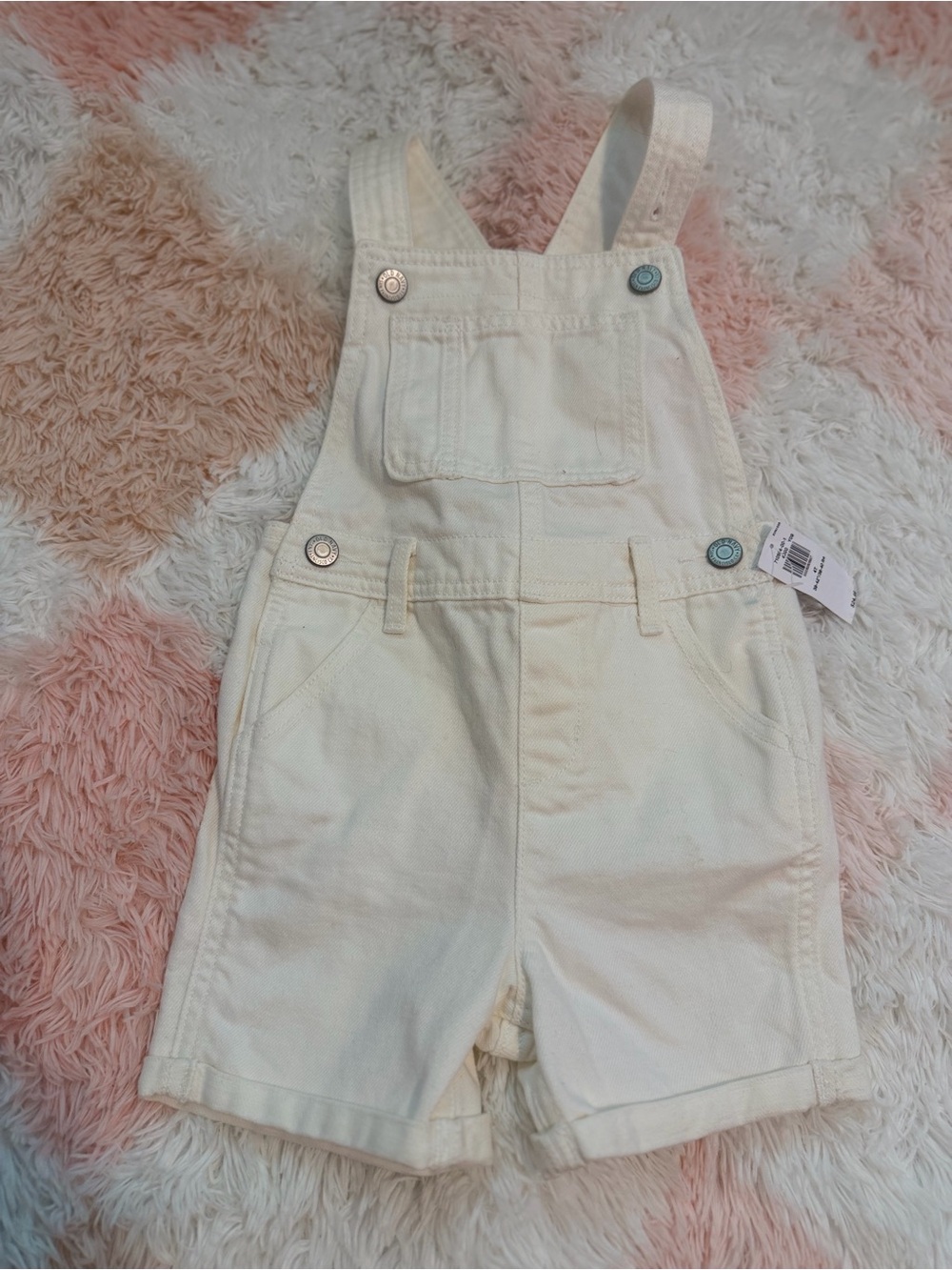 Old Navy Ivory Denim Overall Shorts 4T NWT